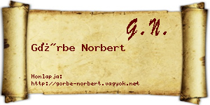 Görbe Norbert névjegykártya