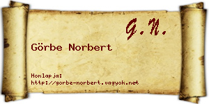 Görbe Norbert névjegykártya